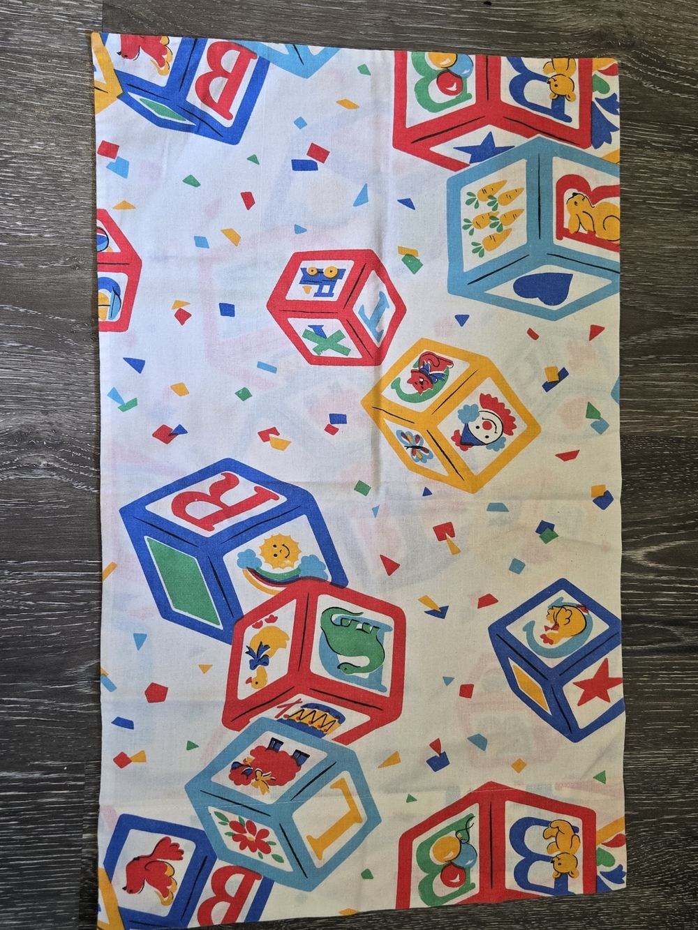 Vintage Multicolor Baby Blocks Pillowcase - Blue Red Yellow Green